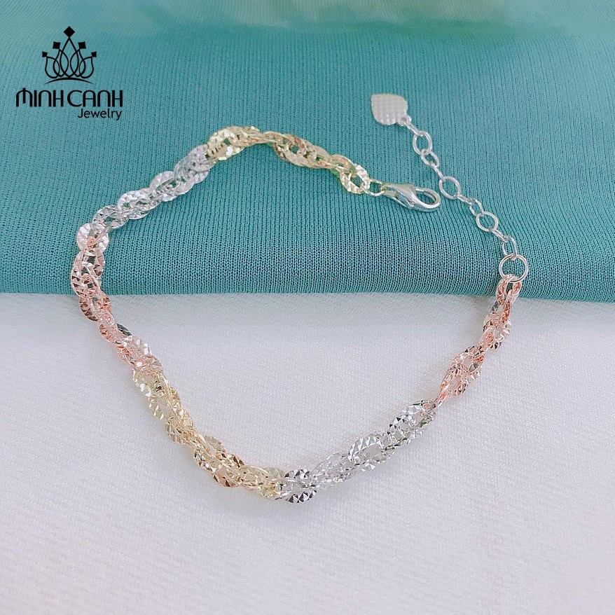 Lắc Tay Bạc Minh Canh Jewelry - Mắt Xích Xi 3 Màu