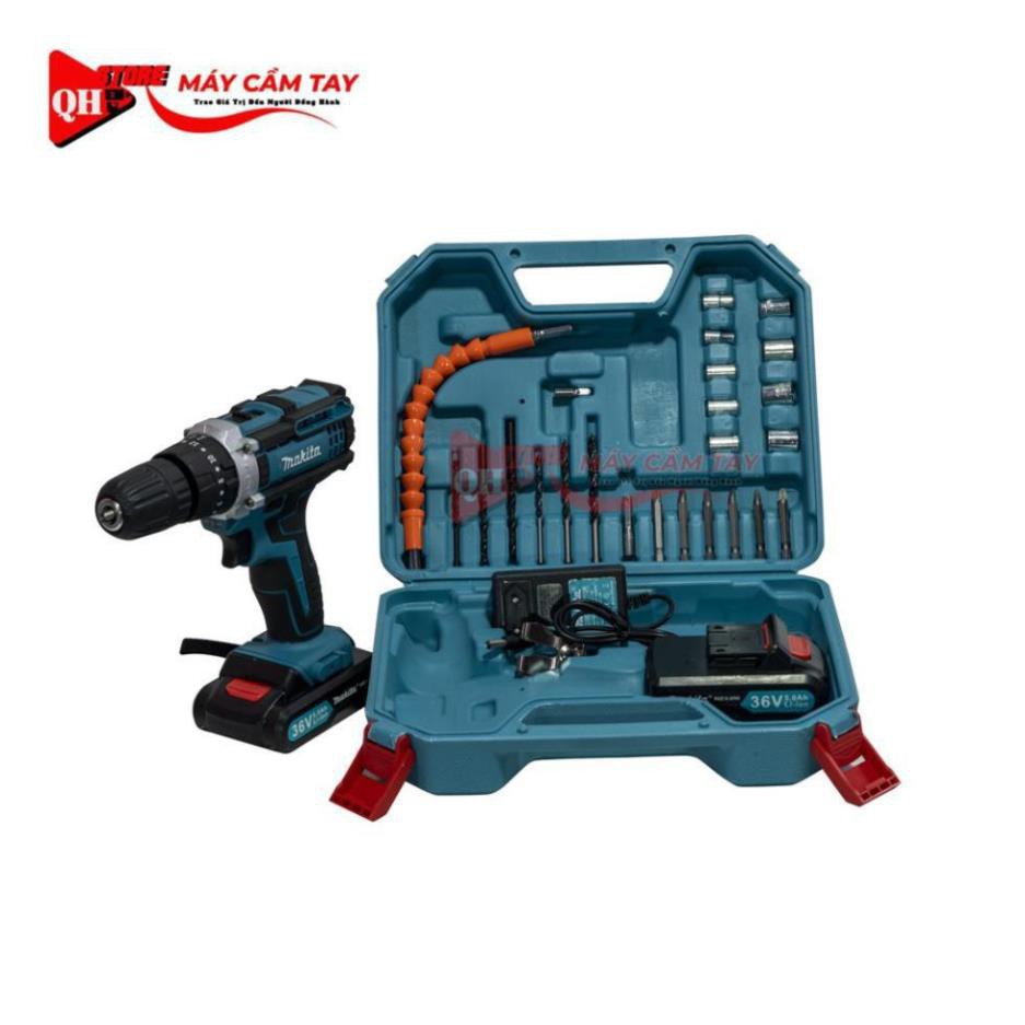 Máy Khoan Pin 36V Makita DCD771 3 Chức Năng Có Búa - Tặng Kèm 24 Chi Tiết Gồm Các Mũi Khoan + Mũi Bắt Vít