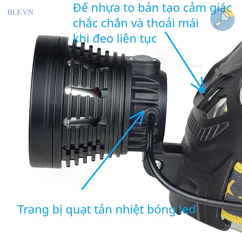 Đèn đội đầu chiếu xa W644 2400 lumen 18650 chóa nhôm led P70 20W