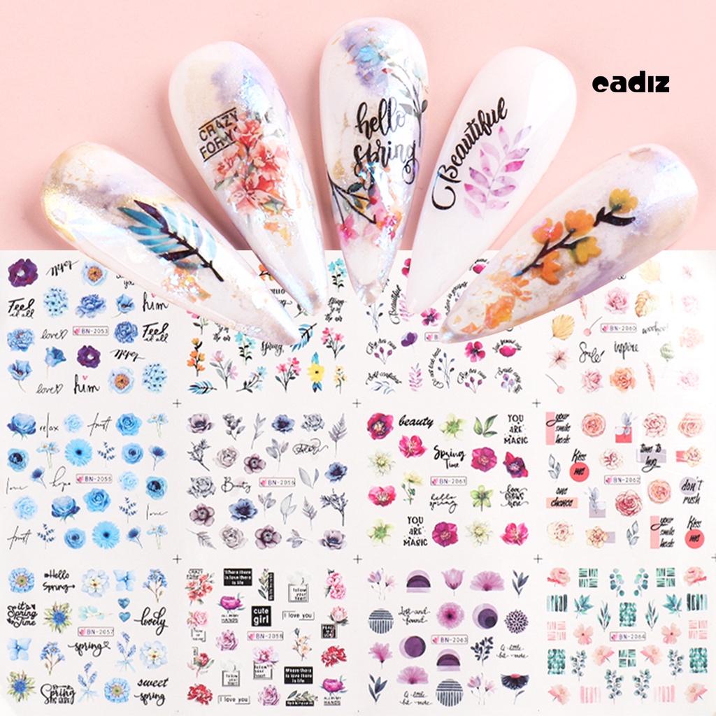 Miếng Dán Trang Trí Móng Tay Họa Tiết Hoa Siêu Mỏng Tiện Dụng Cho Nữ