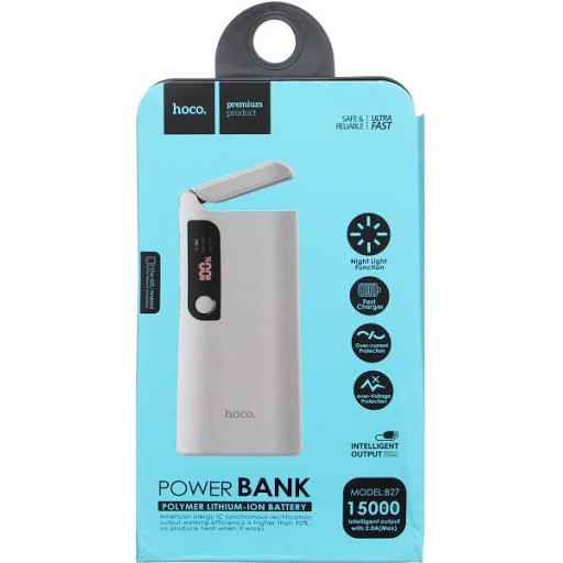 Sạc Dự Phòng Kiêm Đèn Led Siêu Sáng Hoco B27 15000mAh-Hàng Chính Hãng