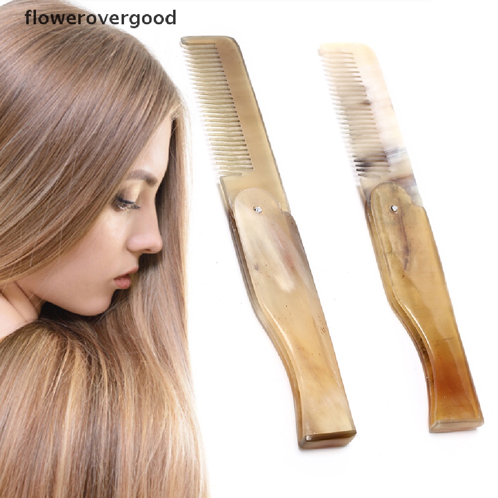 KUZHEN Lược gấp bỏ túi bằng sừng trâu tiện lợi cho nữ