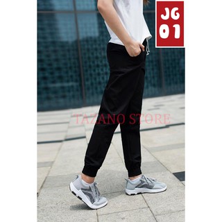 Quần Jogger Nữ Kaki Co Dãn Màu Đen