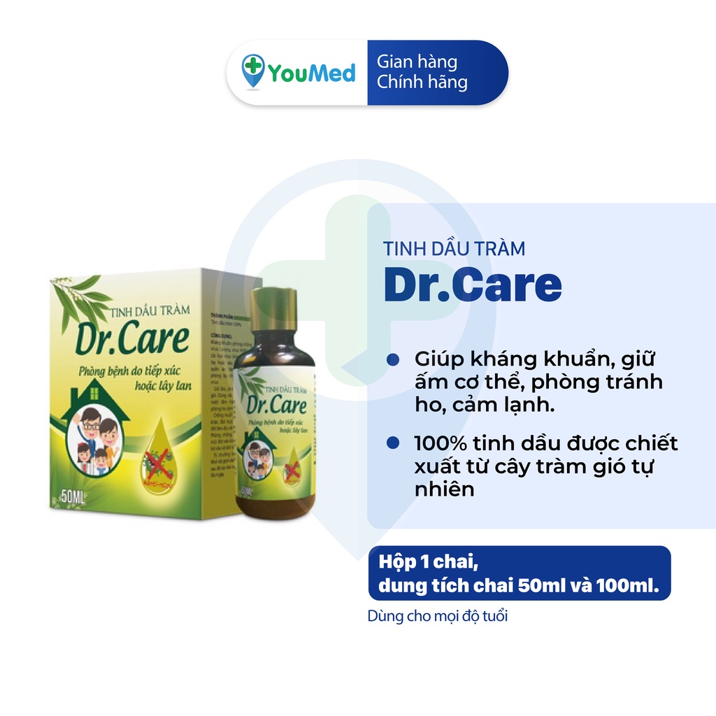 Tinh dầu tràm Dr.CARE 100% tự nhiên, chai 50ml/100ml