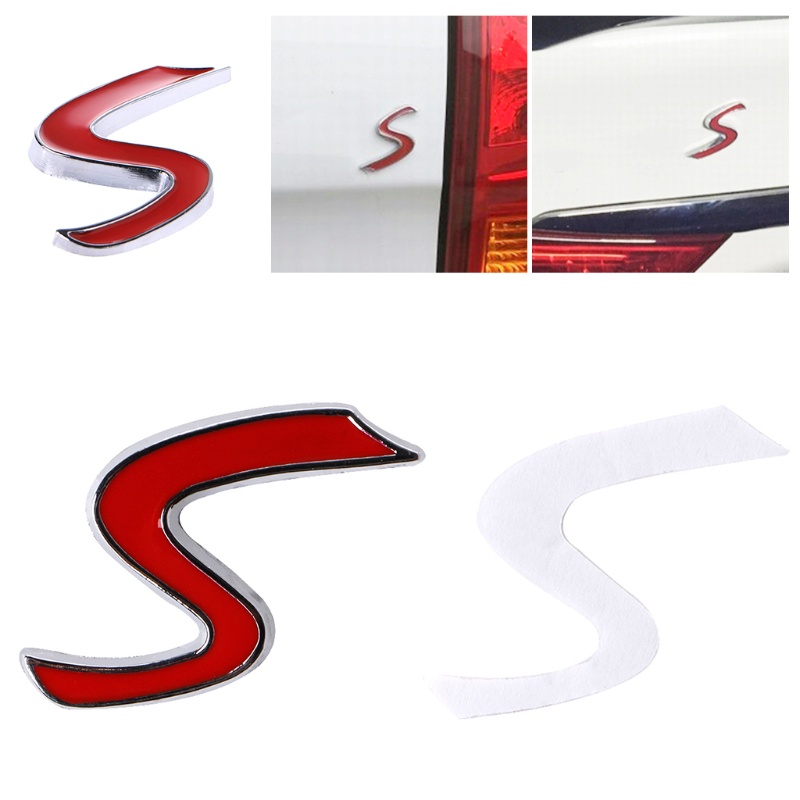 Miếng Dán Trang Trí Đuôi Xe Hơi Mini Cooper Bằng Kim Loại Màu Đỏ S