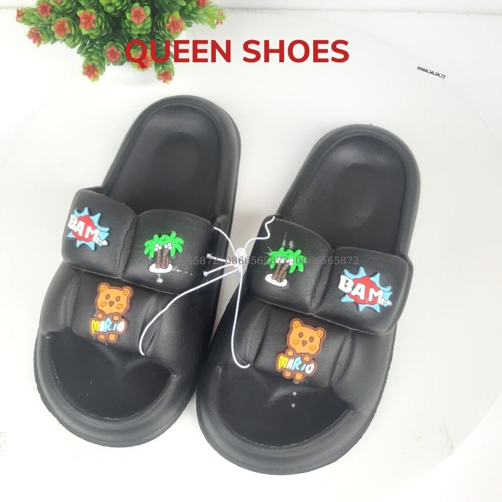 Dép bánh mì quai ngang nữ đế cao su đúc 3p gắn sticker hoạt hình siêu đáng yêu