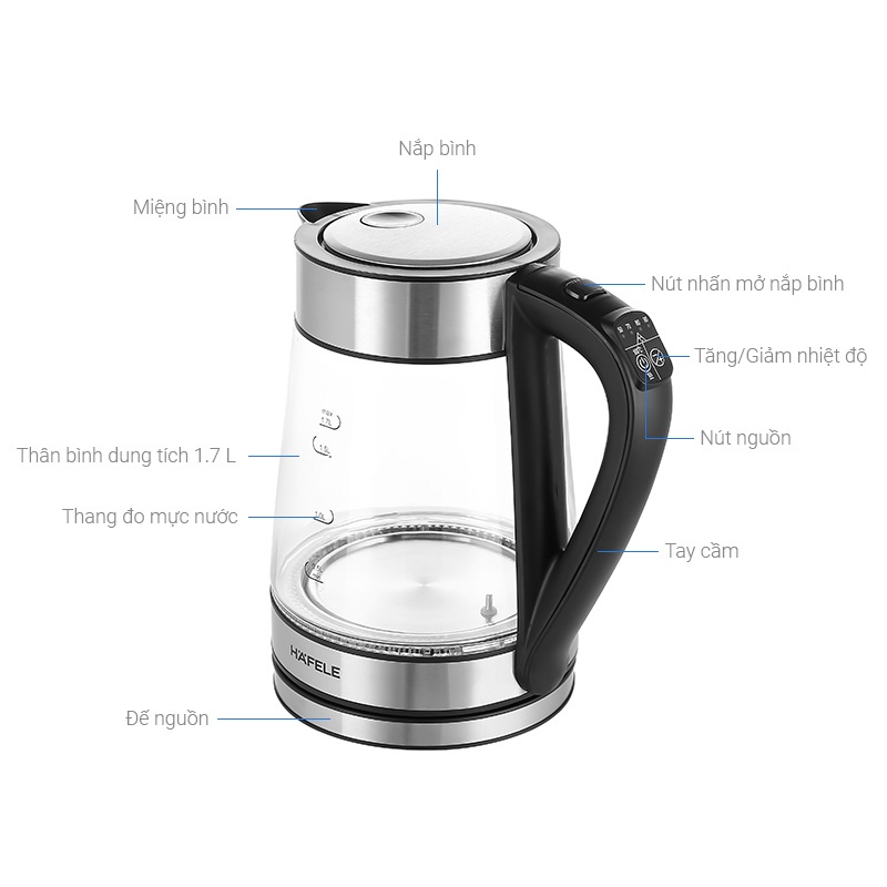 Ấm Đun Siêu Tốc HAFELE T-602C - 535.43.732 - 1,7L - HAPOS