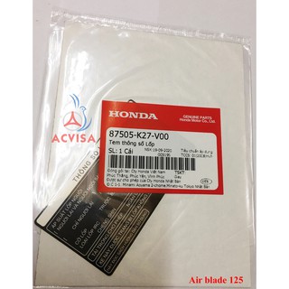 Tem thông số lốp dùng cho xe Air blade 125 ( 87505-K27-V00 )