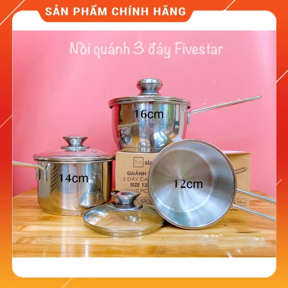 Hàng chuẩn Auth Nồi Quánh nấu bột Inox 3 đáy Fivestar