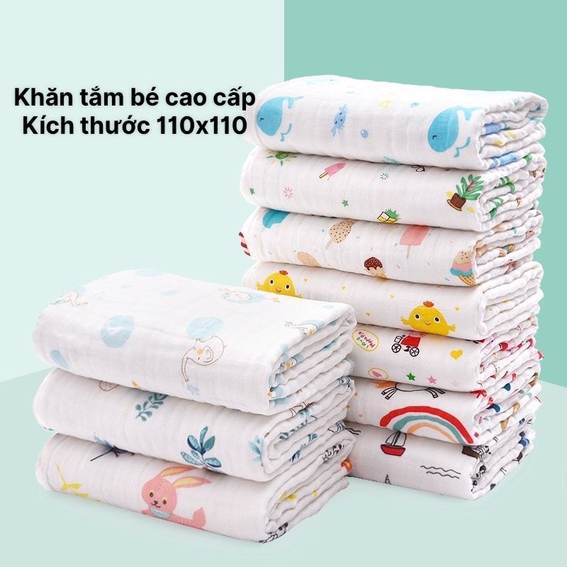 Khăn tắm xô 6 lớp loại cao cấp cho bé size 110x110cm Sulina official K03