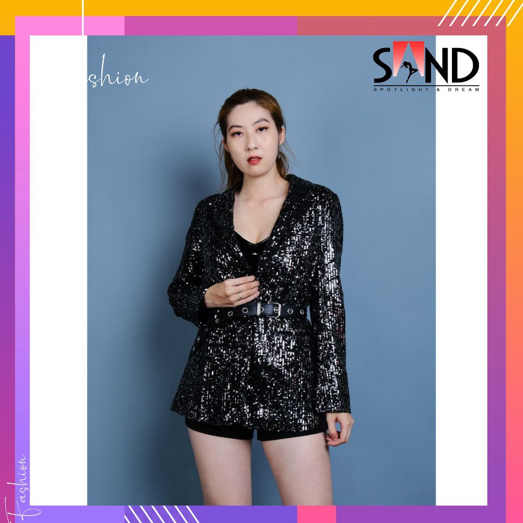 Áo khoác vest kim sa đen cao cấp sang trọng