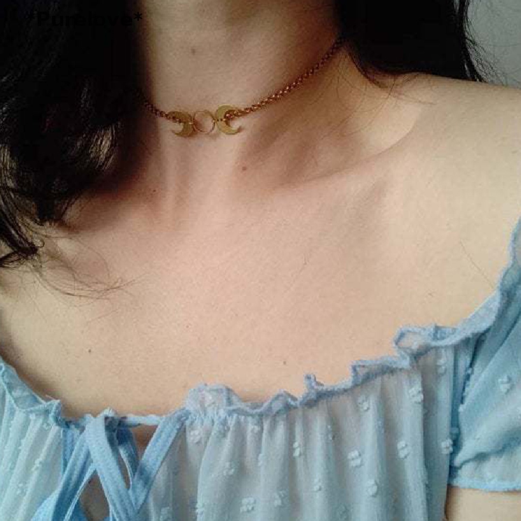 [Purelove] Vòng cổ Mặt Trăng Tròn Mạ Điện Đơn Giản Cá Tính