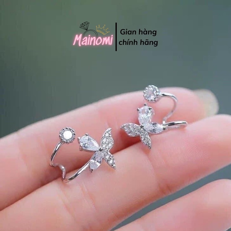 Bông tai nữ bạc ta, bông bươm bướm kiểu kẹp vành. Sang chảnh quyến rũ Mainomi Shop Bạc Xinh