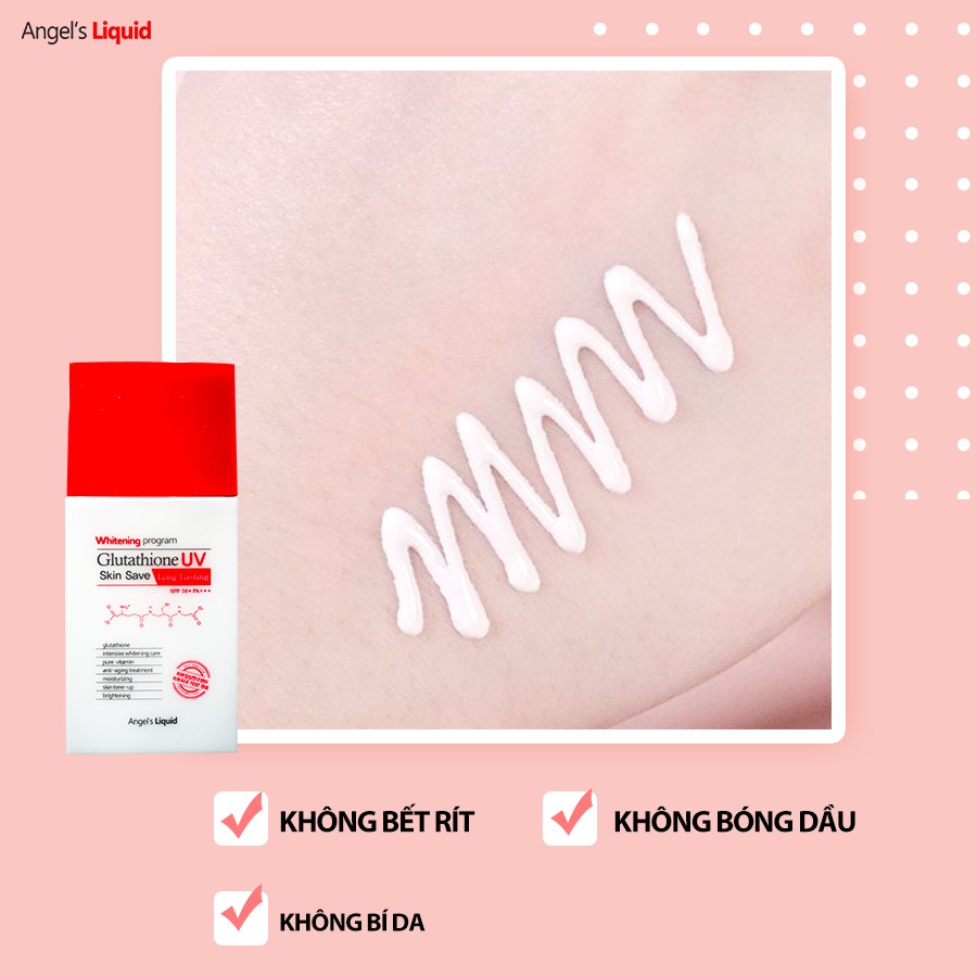 Kem Chống Nắng Dưỡng Trắng Da Angel’s Liquid Whitening Program Glutathione UV Skin Save Long Lasting SPF50+ PA+++ 50ml