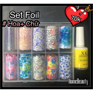 Set Foil Dán HOA + CHỮ ( kèm keo dán)