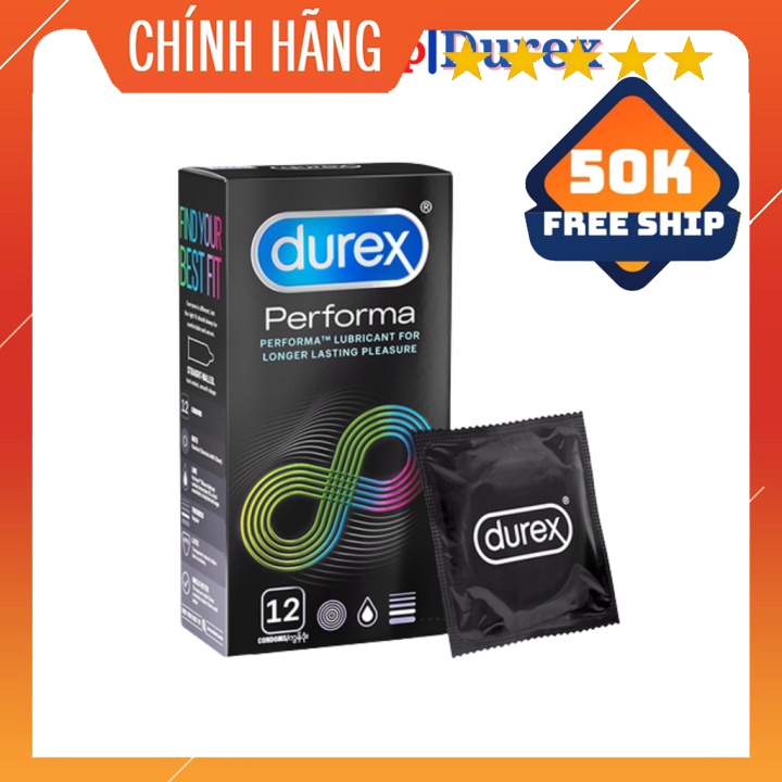 Bao cao su kéo dài thời gian quan hệ Durex Performa 12s. Bao cao su chống xuất tinh sớm, kéo dài thời gian quan hệ.