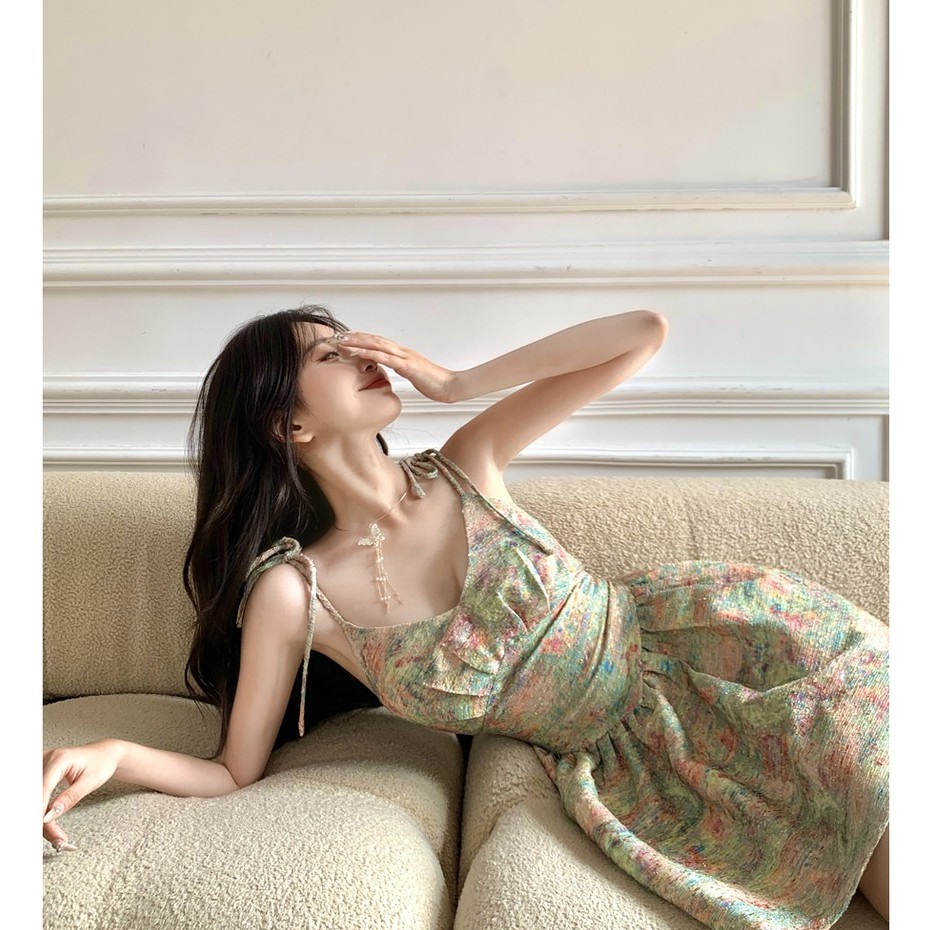 Đầm dạ nữ hai dây dáng xòe gợi cảm tiểu thư Emilyshop ulzzang