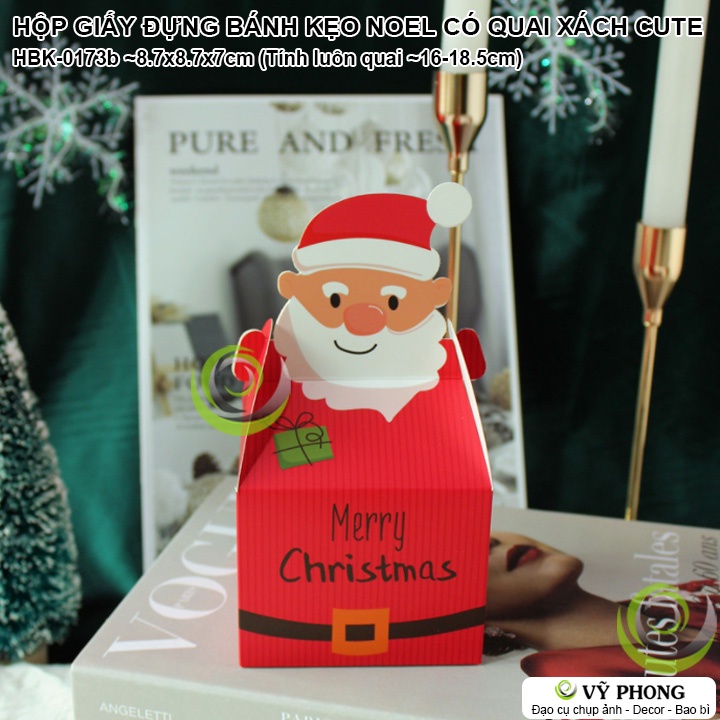 HỘP GIẤY ĐỰNG BÁNH KẸO NOEL GIÁNG SINH HÌNH TUẦN LỘC ÔNG GIÀ NOEN HỘP ĐỰNG QUÀ TẶNG MERRY CHRISTMAS HBK-0173