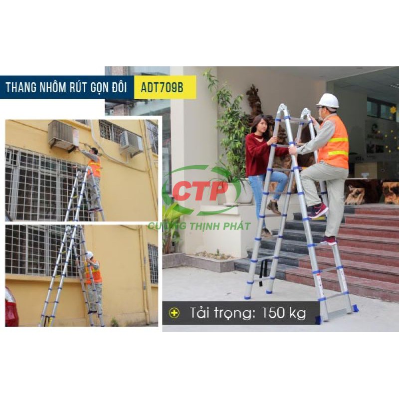 Thang nhôm rút gọn chữ A Advindeq ADT709B