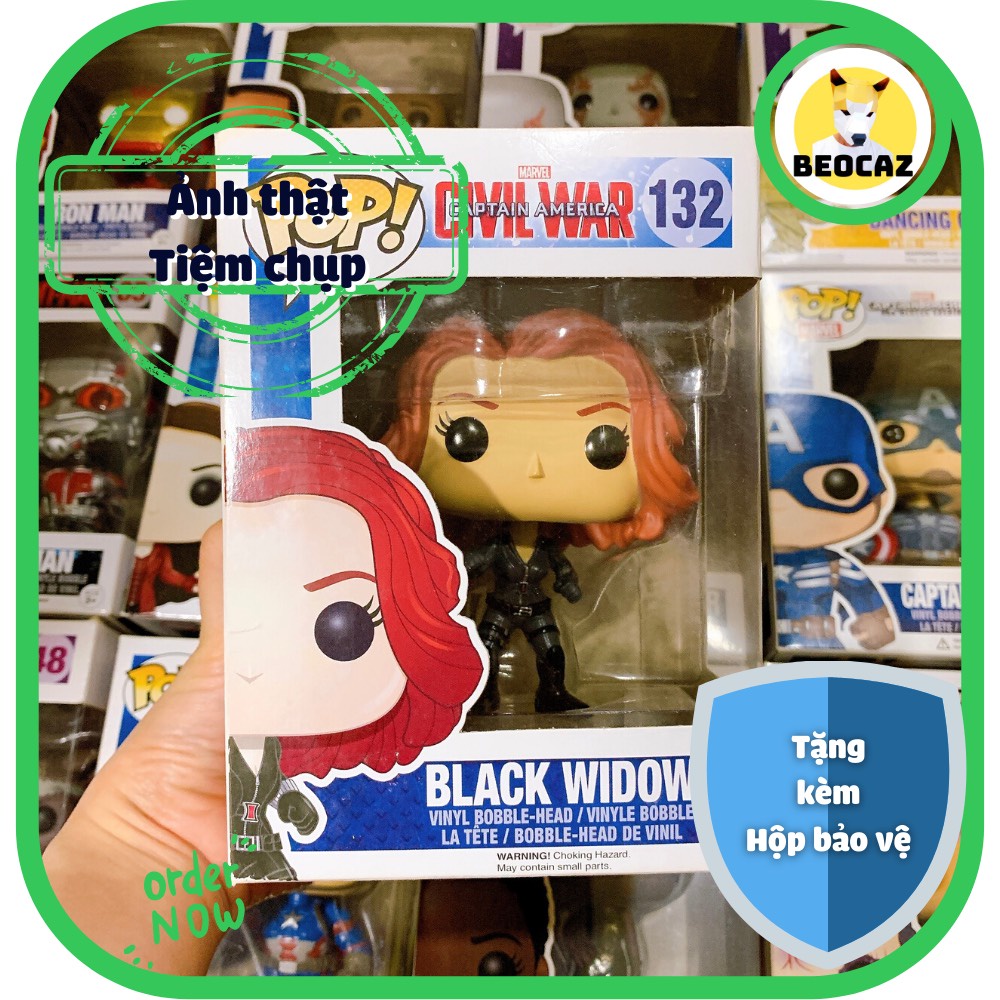 [Ship Hỏa Tốc] [Tặng Hộp Bảo Vệ] [Chính hãng] Mô hình Funko Pop Black Widow Góa Phụ Đen phiên bản chiến đấu 132 Marvel