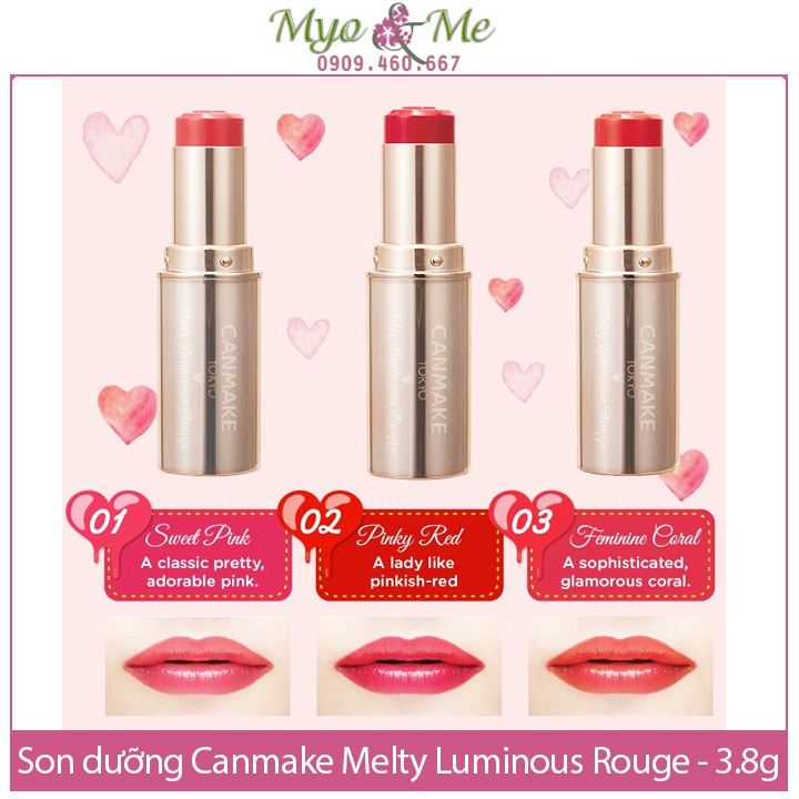 Son dưỡng môi có màu Canmake Melty Luminous Rouge Nhật Bản - 3.8g