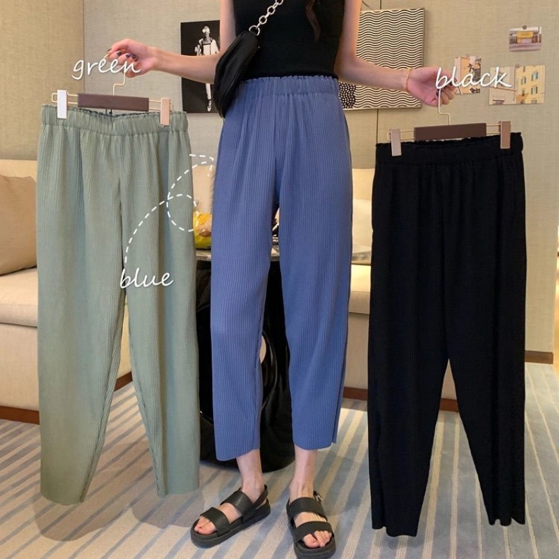 Quần voan ống rộng thoáng khí màu trơn đơn giản thanh lịch thời trang dành cho nữ