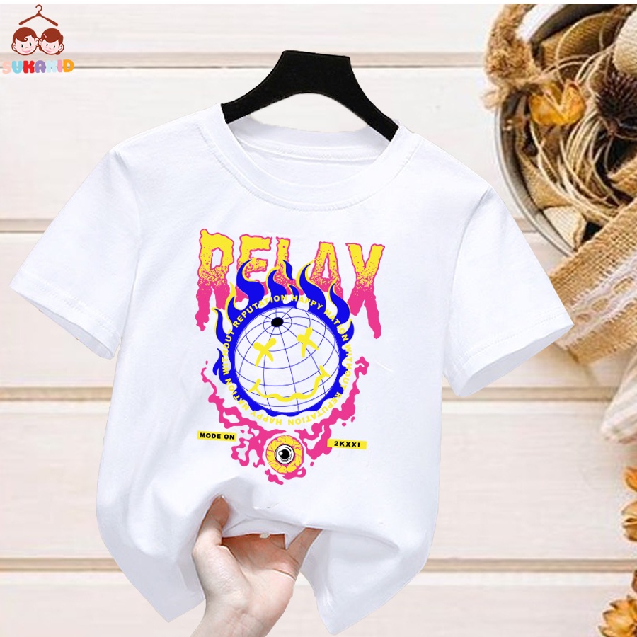 Áo thun trẻ em hình gấu relax Bé trai và gái.áo cho bé từ 6kg-30kg.AL57.