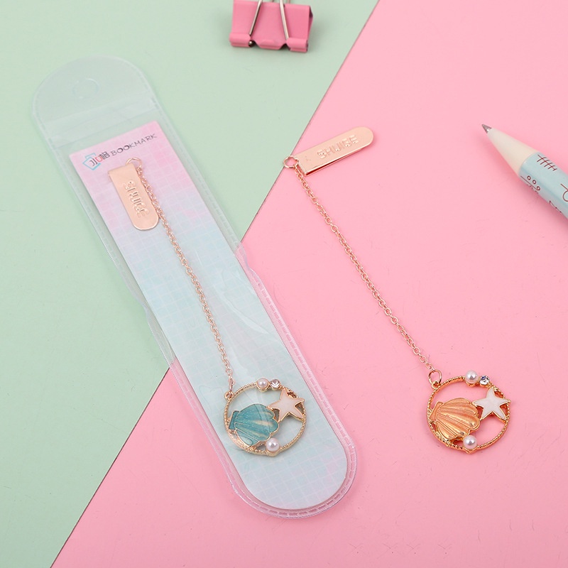 1 Thẻ Đánh Dấu Trang Sách Bằng Hợp Kim Hình Vỏ Ngọc Trai Sáng Tạo