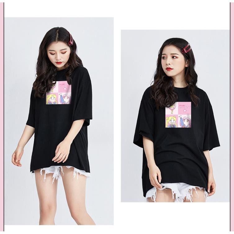 Áo thun T-shirt cotton cổ tròn tay ngắn in hình thủy thủ mặt trăng thời trang Hàn Quốc mùa hè  ྇