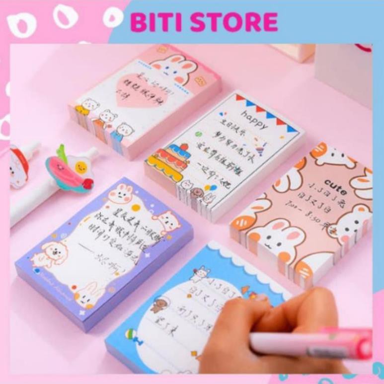 🍓NOTE GHI CHÚ HỌA TIẾT THỎ HOẠT HÌNH DỄ THƯƠNG 100 TỜ