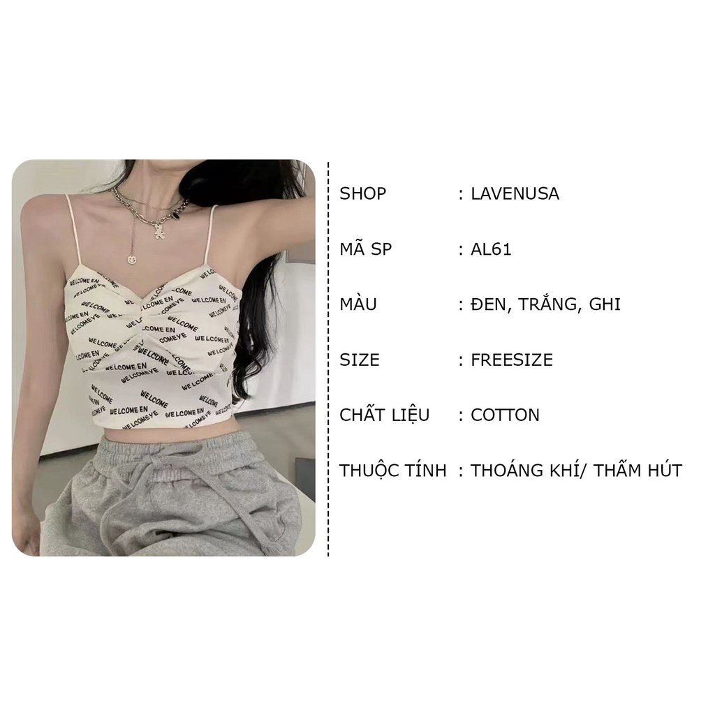Áo 2 dây nữ croptop đệm mỏng tôn dáng đẹp dễ thương chất su LAVENUSA AL61