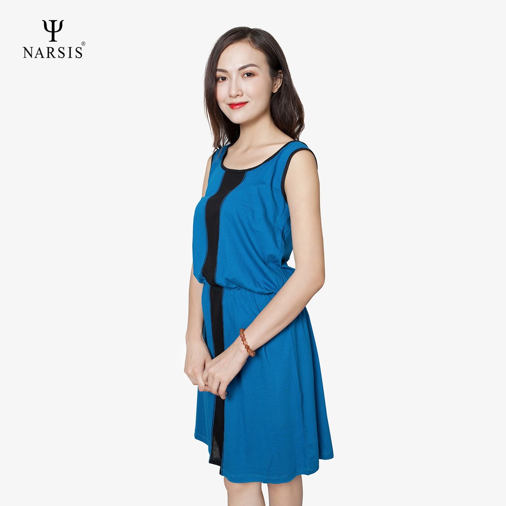 Váy đầm nữ Narsis NEW1238 màu xanh phối đen