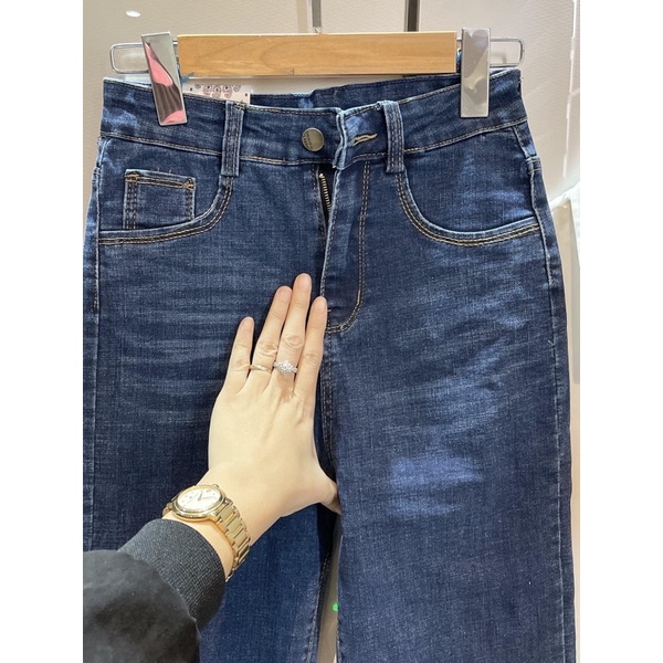 Quần jeans trơn ống đứng dãn xịn lưng cao