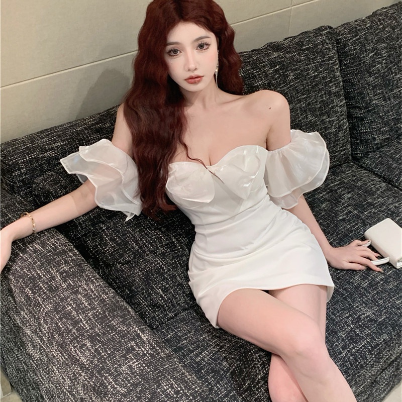 Đầm Ống Cổ Chữ V Hở Vai Quyến Rũ Dự Tiệc Cho Nữ