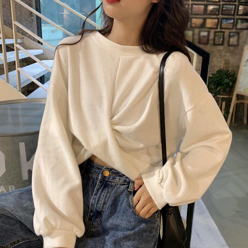 Áo Croptop tay dài màu sắc thanh lịch cho phái nữ