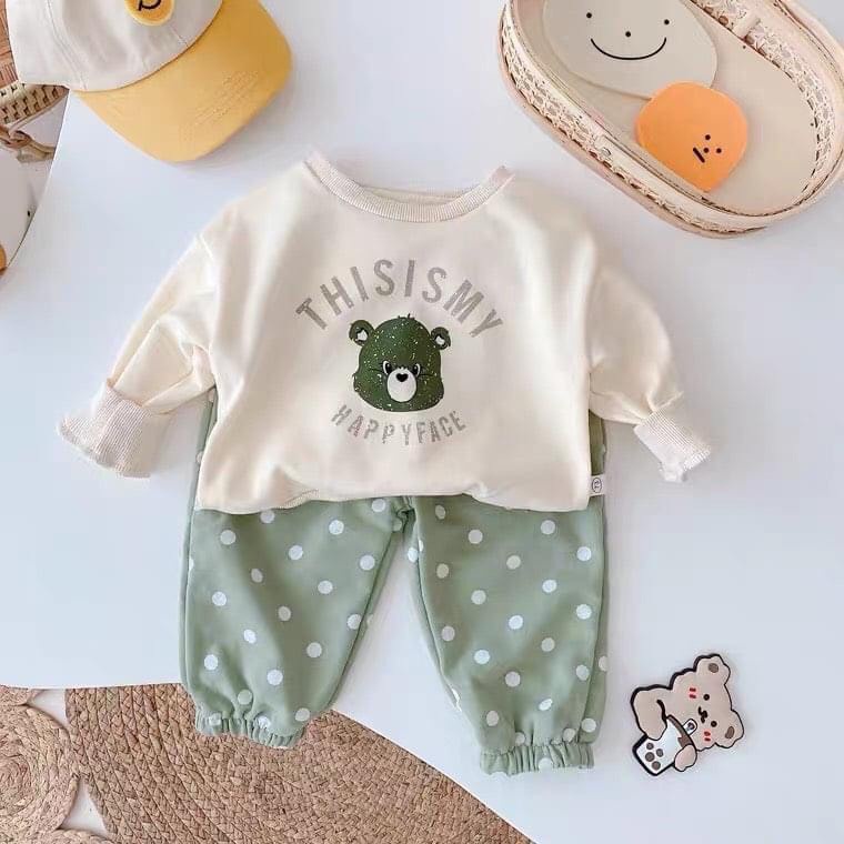 Bộ Nỉ Thu Đông Quảng Châu - Hàng nhập khẩu - Chất vải mềm, mịn - Cho Bé Gấu Bi Từ 8kg đến 28kg Ken Store