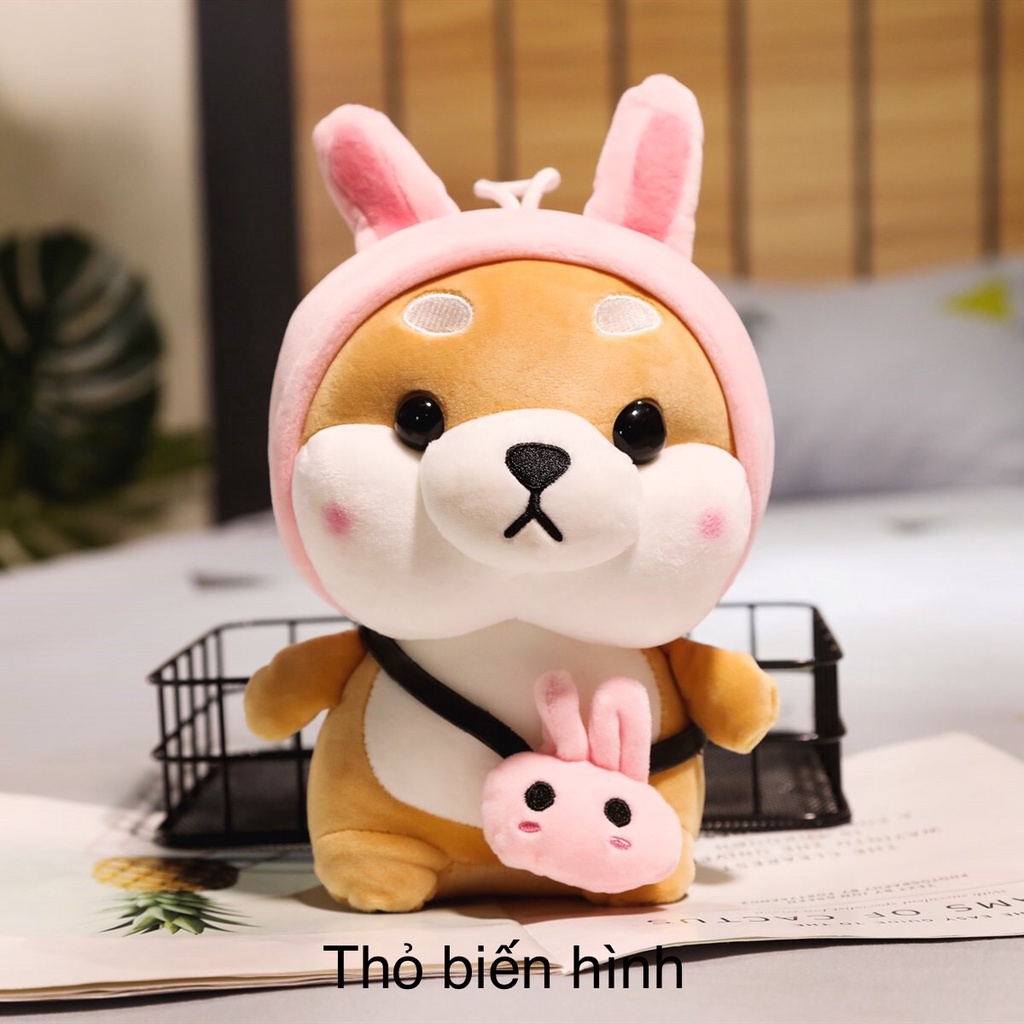 Gấu bông thú bông  Shiba Cosplay cao cấp - Gấu bông Chó Shiba đeo túi ngộ nghĩnh dễ thương chất liệu lông nhung mềm mịn