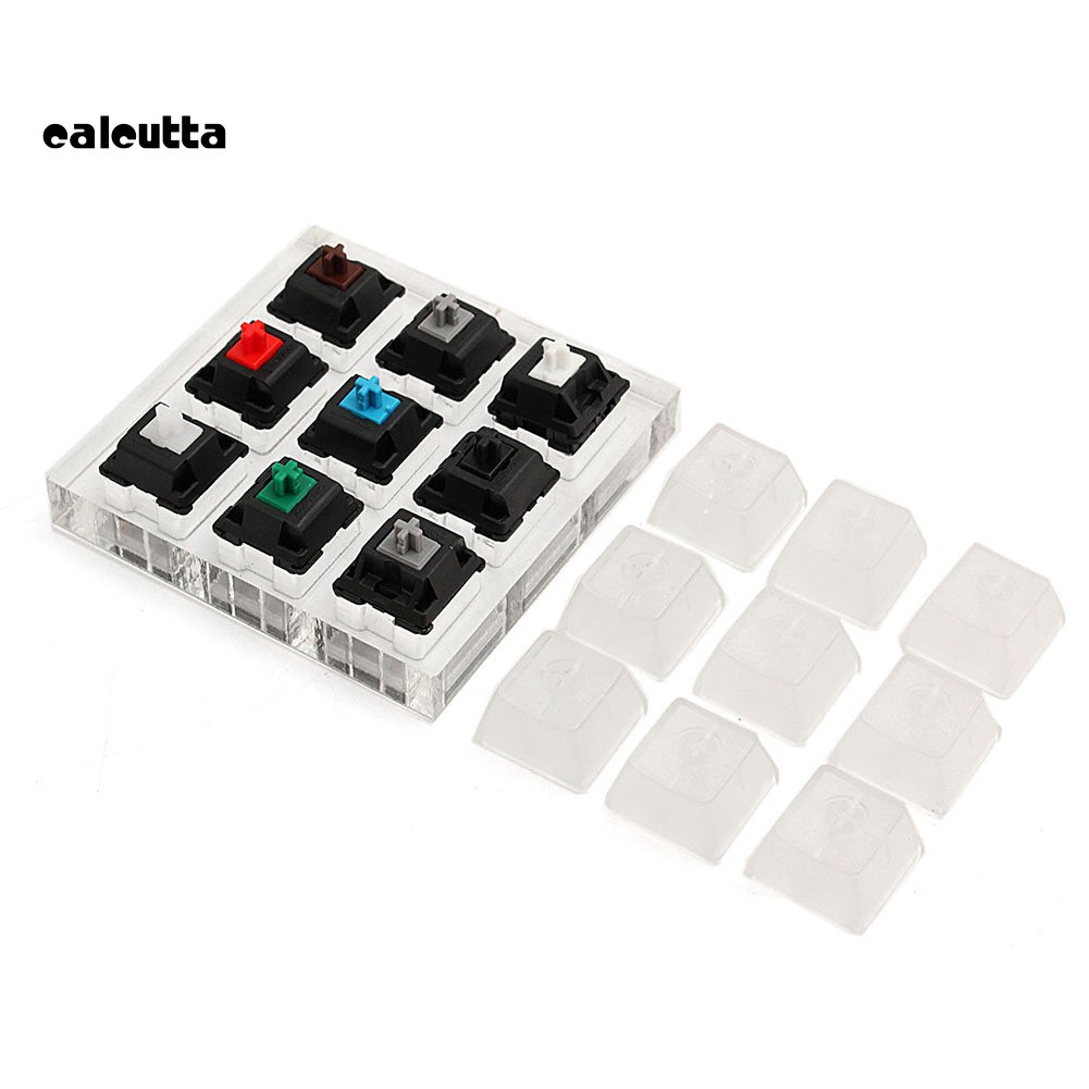 Dụng cụ thử bàn phím bằng acrylic 9 phím nhựa trong suốt cho công tắc Cherry MX