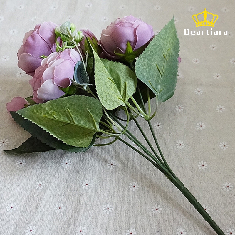 Bó hoa mẫu đơn giản bằng lụa sống động trang trí cho nhà / tiệc cưới
