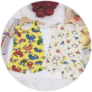 Bộ ba lỗ chất cotton bé trai thun lạnh co giãn 4 chiều siêu mềm mịn mát cho bé từ 8-18kg