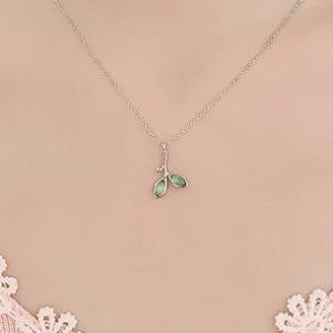 (0159) Dây Chuyền Lá Mầm Hàn Quốc Màu Xanh Nhẹ Nhàng