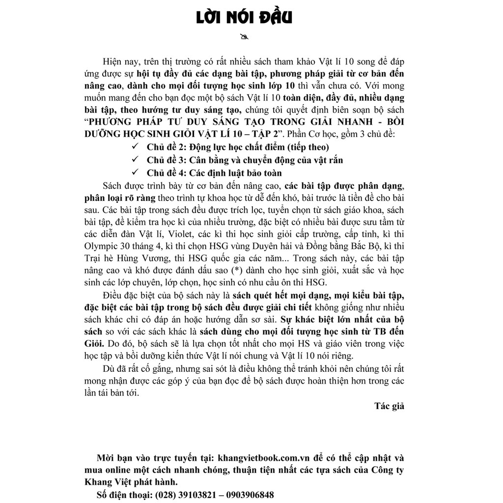 Sách - Phương Pháp Tư Duy Sáng Tạo Trong Giải Nhanh Bồi Dưỡng Học Sinh Giỏi Vật Lí 10 Tập 2