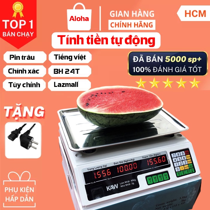 Cân Điện Tử Tính Tiền, cân tiêu li điện tử 40kg 2 Mặt Hiển Thị - LED to nhìn rõ, kèm ac quy trong cân dùng 7 ngày