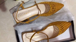 Oder sandal gót vuông đế thấp (kèm ảnh thật)