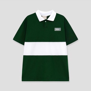 Áo Polo Nam đơn giản WZS màu xanh phối trắng basic