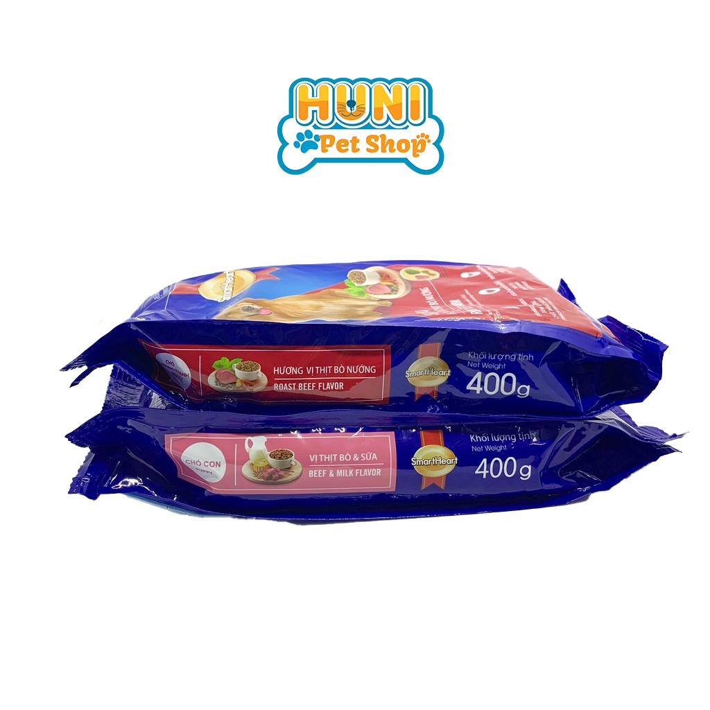 Thức ăn cho chó Smartheart Puppy hạt cho chó trưởng thành vị sữa - gói 400g, 1.5kg