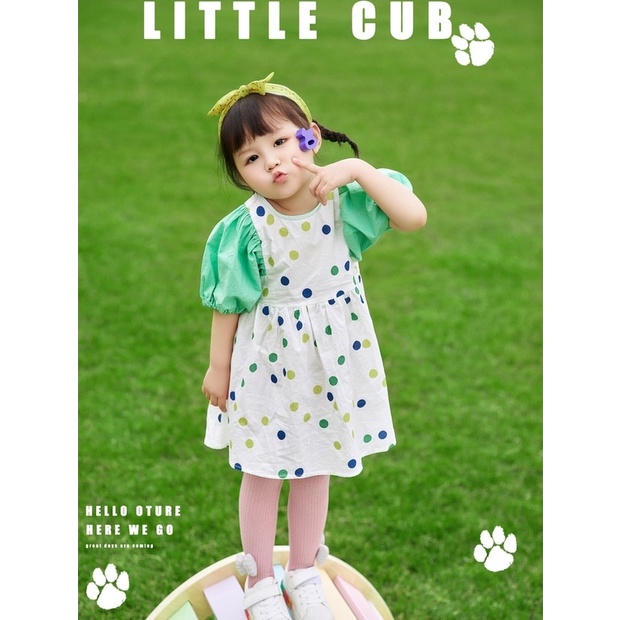 Đầm babydoll bé gái chấm bi