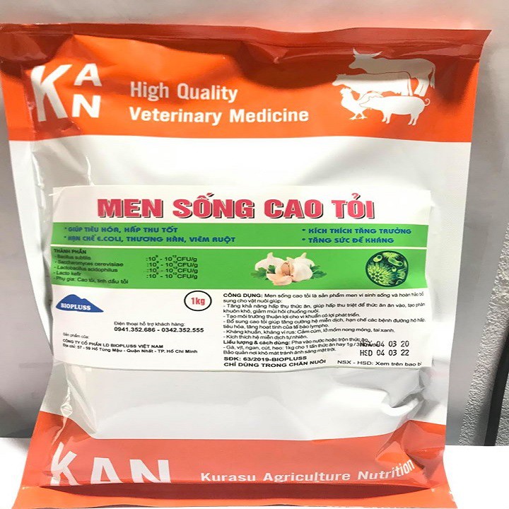 Men tiêu hóa cao tỏi giúp gia súc, gia cầm khô phân, tăng cường đề kháng, hạn chế tiêu chảy gói 1kg