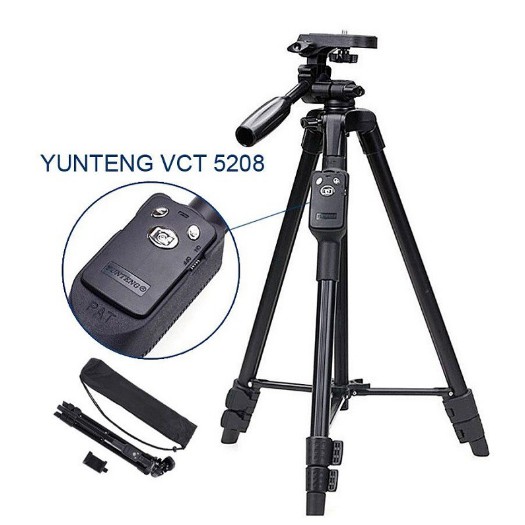 Giá Đỡ Điện Thoại Máy Ảnh-Tripod Điện Thoại Máy Ảnh Chuyên Nghiệp Yunteng VCT 5208 (hỗ trợ livestream, bán hàng online )