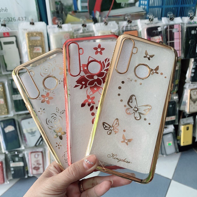 Ốp lưng Oppo Realme 5s /Realme 5 / Realme 5i ,6i lưng nhám viền màu, viền đính đá